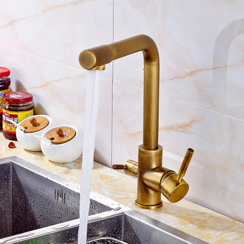 Rozin In Ottone Cromato Da Cucina Rubinetto Miscelatore Acqua Purificata Rubinetto e Acqua Pura Filtro Rubinetto Deck Mounted Raddoppiano Le Maniglie Caldo Freddo rubinetti