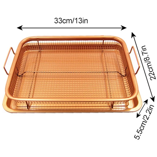 Teglia da forno in rame padella per friggere l'olio cestello antiaderente per patatine piatto da forno griglia strumenti per Barbecue in rete pentole per cucina