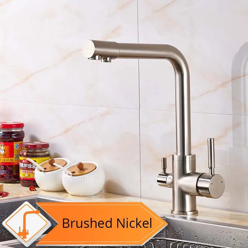 Rozin In Ottone Cromato Da Cucina Rubinetto Miscelatore Acqua Purificata Rubinetto e Acqua Pura Filtro Rubinetto Deck Mounted Raddoppiano Le Maniglie Caldo Freddo rubinetti