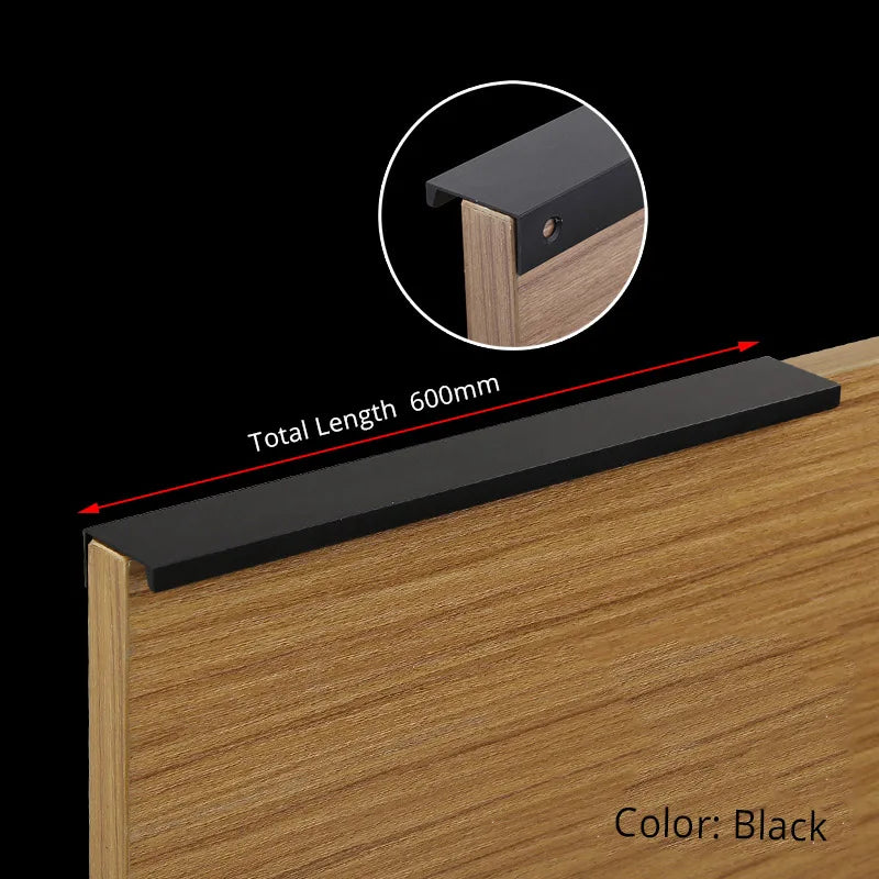 KAK Oro Argento Nero Maniglie per mobili nascoste Maniglie per armadi da cucina in lega di zinco Manopole per cassetti Maniglia per porta per mobili Hardware