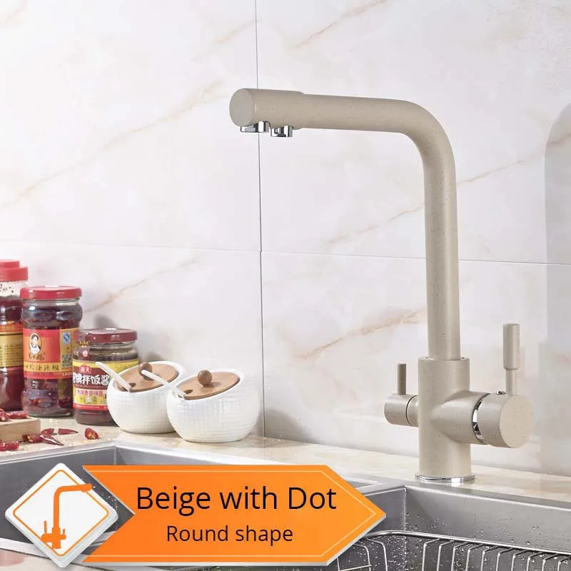 Rozin In Ottone Cromato Da Cucina Rubinetto Miscelatore Acqua Purificata Rubinetto e Acqua Pura Filtro Rubinetto Deck Mounted Raddoppiano Le Maniglie Caldo Freddo rubinetti