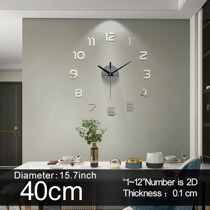 Grande orologio da parete al quarzo 3D fai da te grande orologio decorativo orologi da cucina adesivo specchio acrilico orologi da parete oversize decorazioni per lettere per la casa