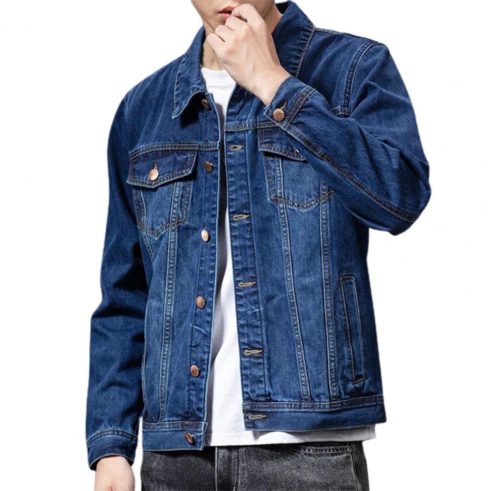 Giubbotti di jeans per uomo Cappotto Blu navy Giacca da uomo Cardigan monopetto Cappotto di jeans Giacca maschile chaquetas hombre куртка муж......