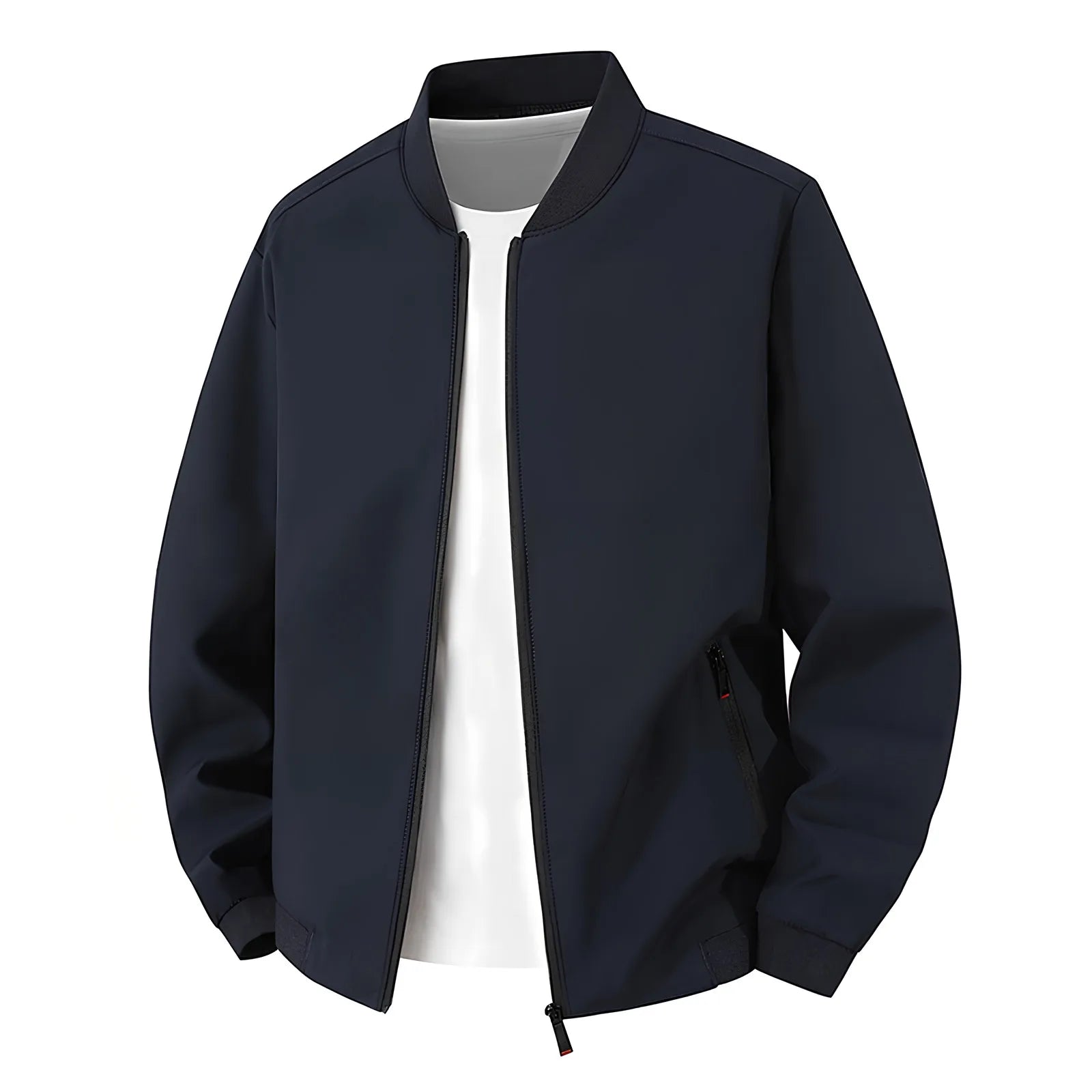 Giacca da baseball da uomo Giacca Top con orlo in colore a contrasto Design semplice Colletto da baseball Stile Abbigliamento quotidiano Primavera Autunno All-Match Basic