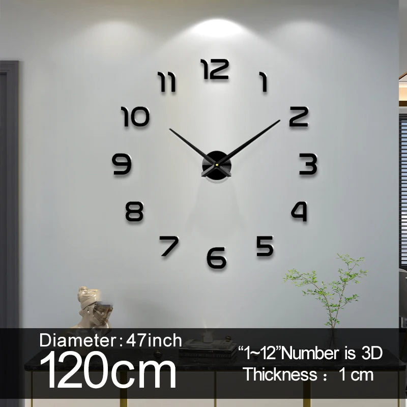 Grande orologio da parete al quarzo 3D fai da te grande orologio decorativo orologi da cucina adesivo specchio acrilico orologi da parete oversize decorazioni per lettere per la casa