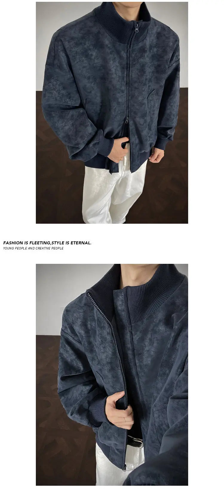Giacca da uomo autunno nuovo arrivo giacca corta allentata tie dye colletto alla coreana casual streetwear capispalla bomber
