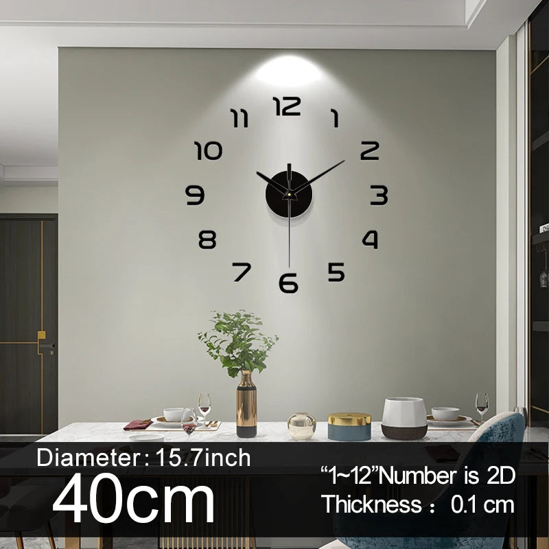Grande orologio da parete al quarzo 3D fai da te grande orologio decorativo orologi da cucina adesivo specchio acrilico orologi da parete oversize decorazioni per lettere per la casa