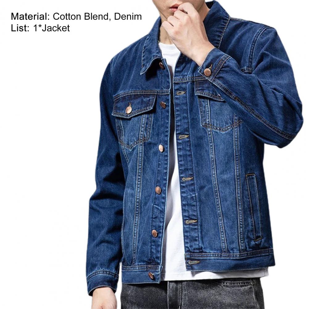 Giubbotti di jeans per uomo Cappotto Blu navy Giacca da uomo Cardigan monopetto Cappotto di jeans Giacca maschile chaquetas hombre куртка муж......