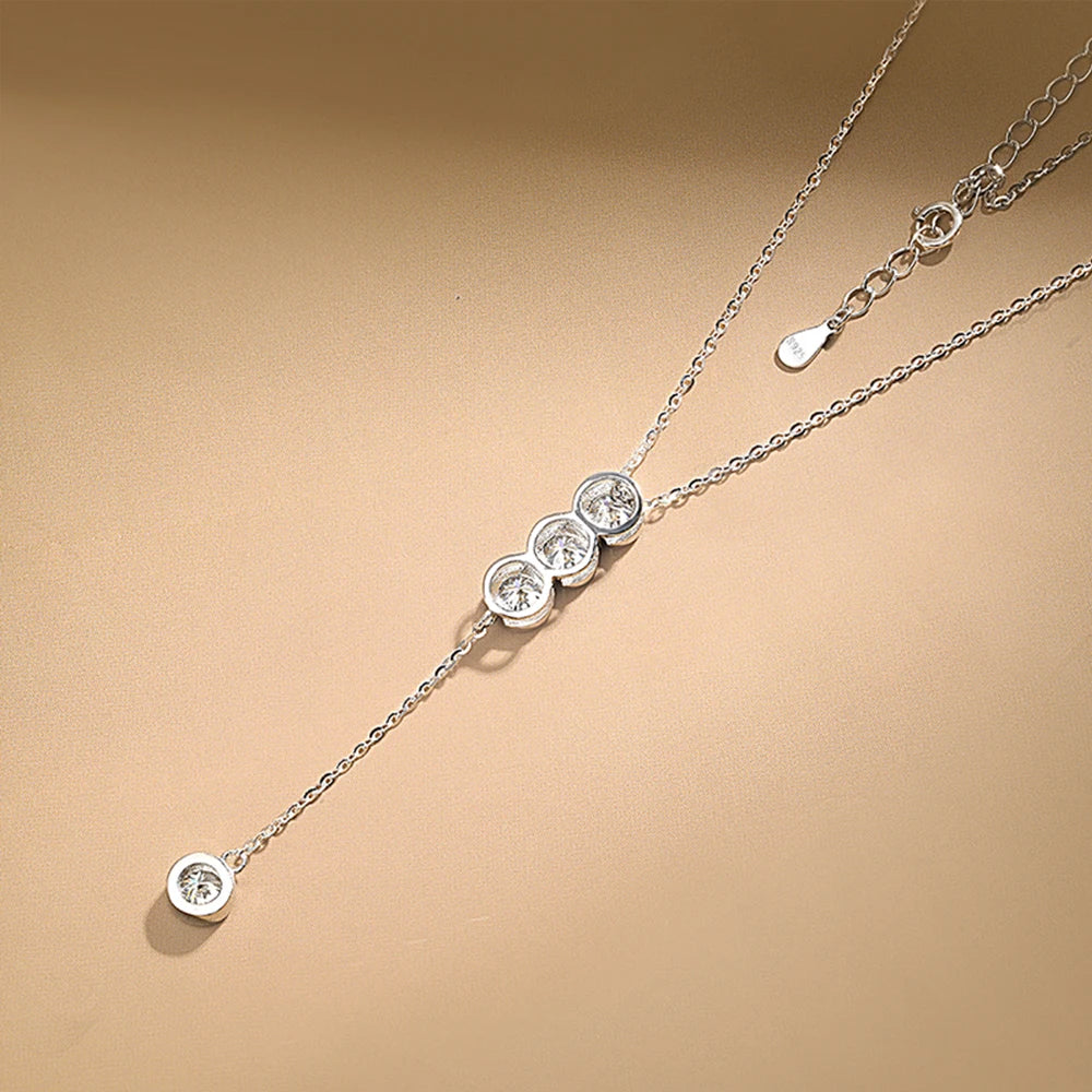 Houtros 3mm/5mm Collana piena di Moissanite per ragazze Classica catena clavicolare a bolle in argento sterling 925 regalo di gioielleria raffinata per feste