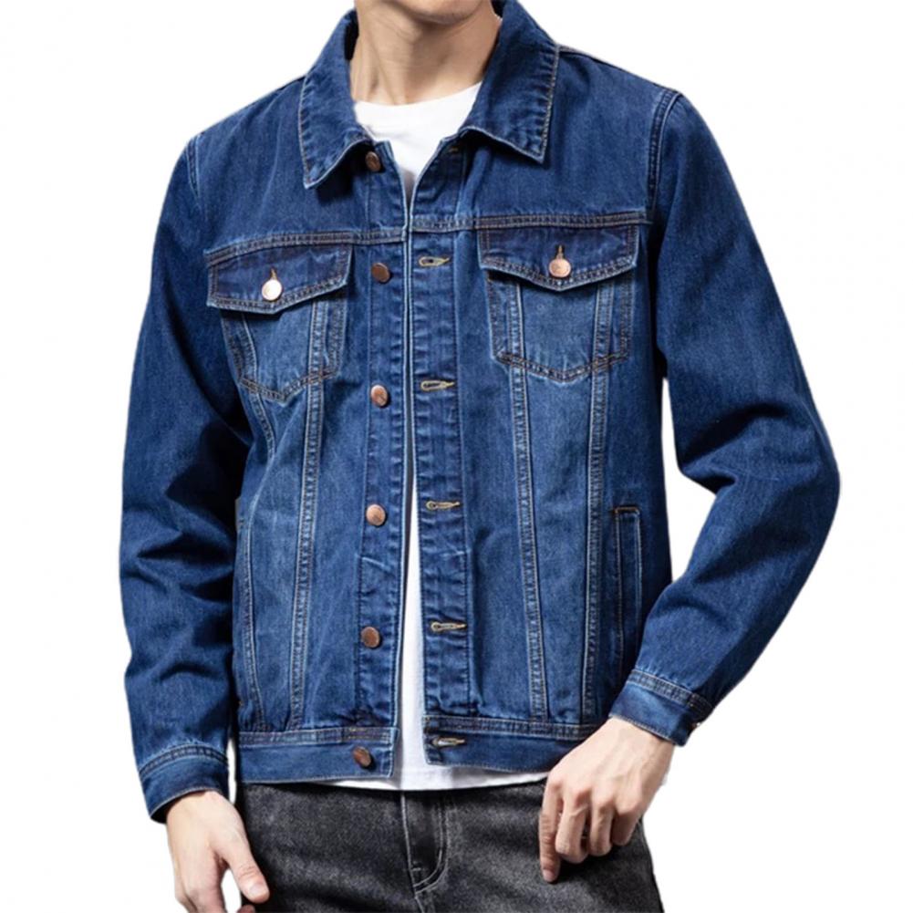 Giubbotti di jeans per uomo Cappotto Blu navy Giacca da uomo Cardigan monopetto Cappotto di jeans Giacca maschile chaquetas hombre куртка муж......