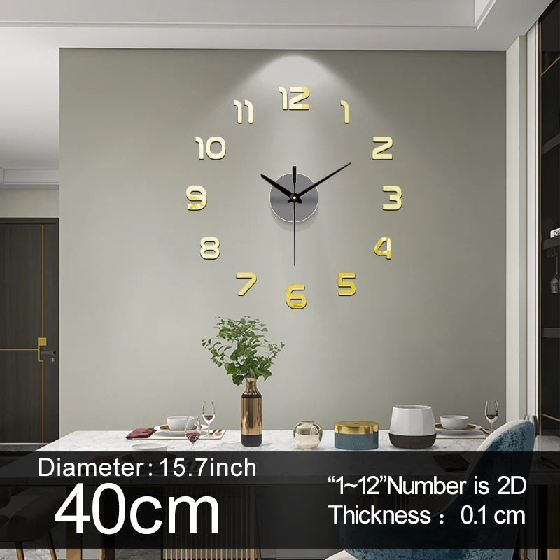 Grande orologio da parete al quarzo 3D fai da te grande orologio decorativo orologi da cucina adesivo specchio acrilico orologi da parete oversize decorazioni per lettere per la casa