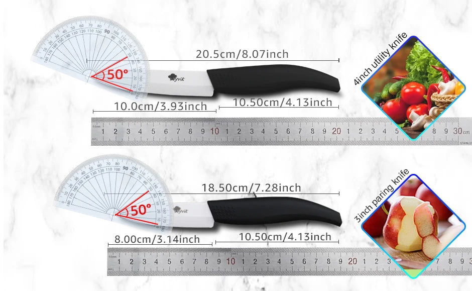 Set di coltelli in ceramica per unità da cucina 3 4 5 6 pollici Utilità per affettare frutta Pelapatate con guaina Lama in zirconia nera Coltello da chef per pane