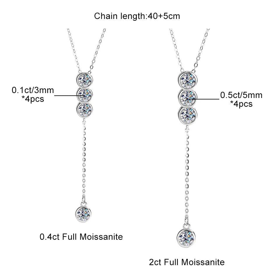 Houtros 3mm/5mm Collana piena di Moissanite per ragazze Classica catena clavicolare a bolle in argento sterling 925 regalo di gioielleria raffinata per feste