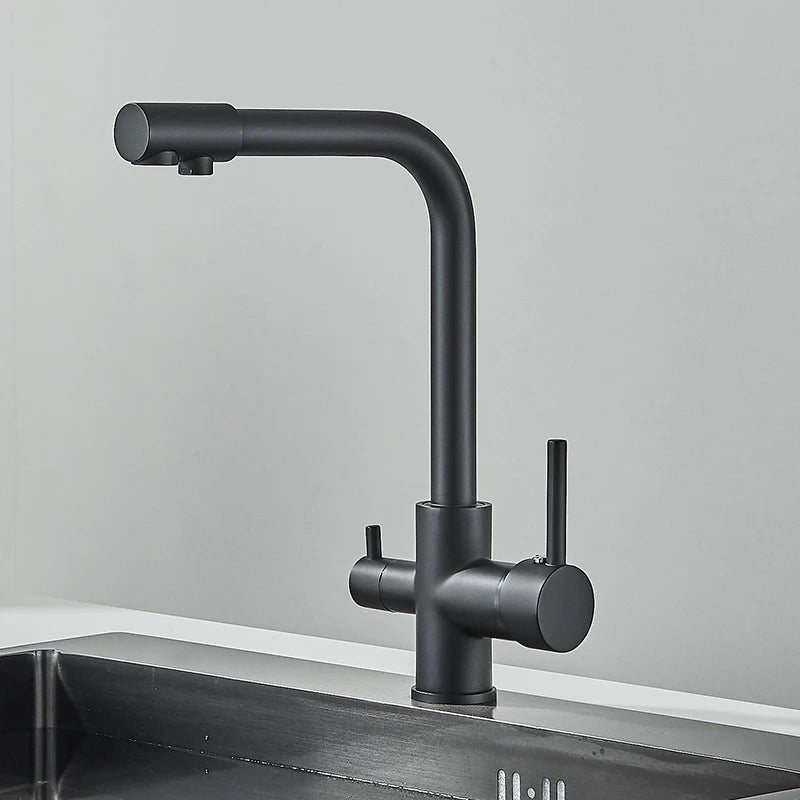 Rozin In Ottone Cromato Da Cucina Rubinetto Miscelatore Acqua Purificata Rubinetto e Acqua Pura Filtro Rubinetto Deck Mounted Raddoppiano Le Maniglie Caldo Freddo rubinetti