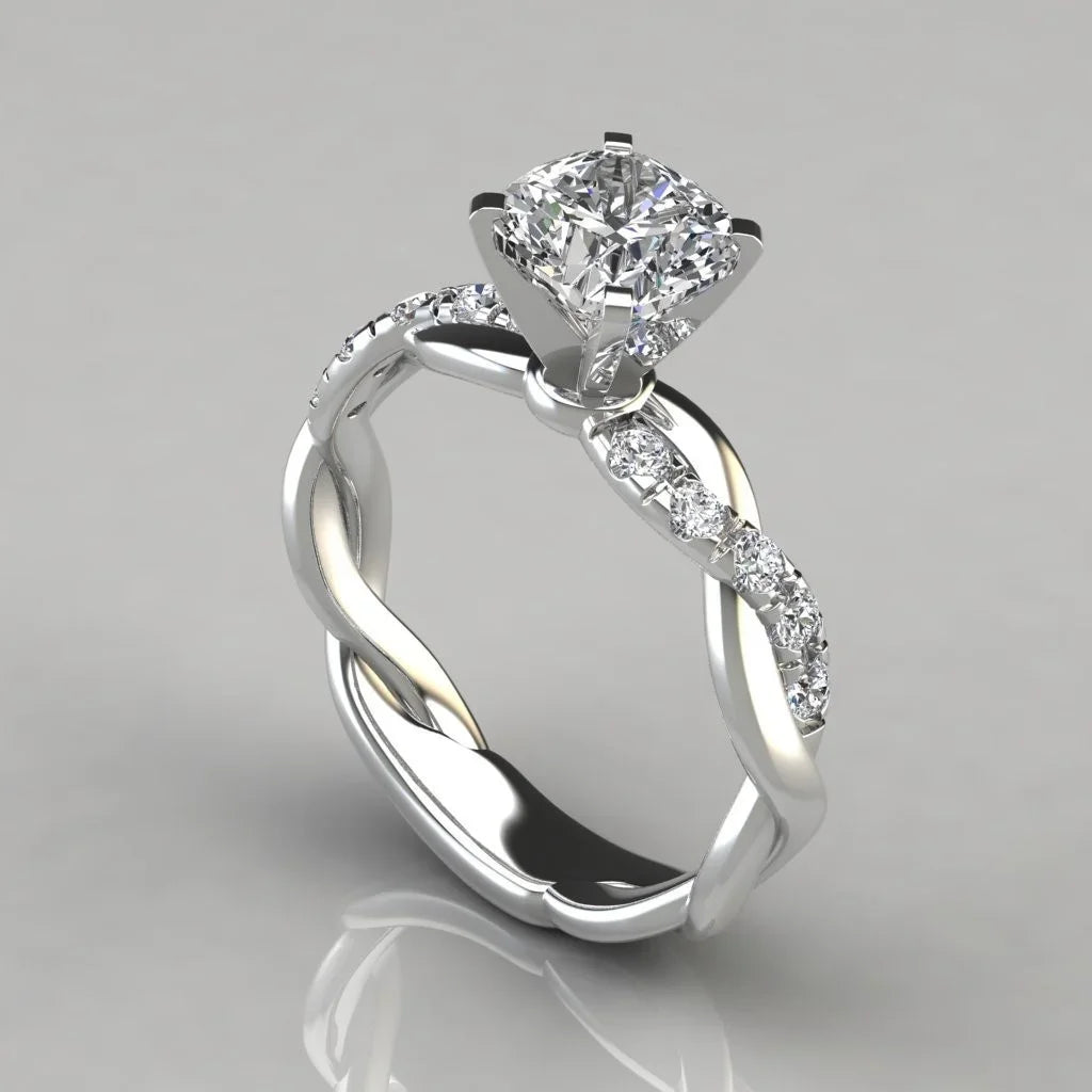 Nuovi gioielli europei americani Anello con diamanti quadrati principessa bicolore con anelli di diamanti intarsiati con motivo intrecciato a croce