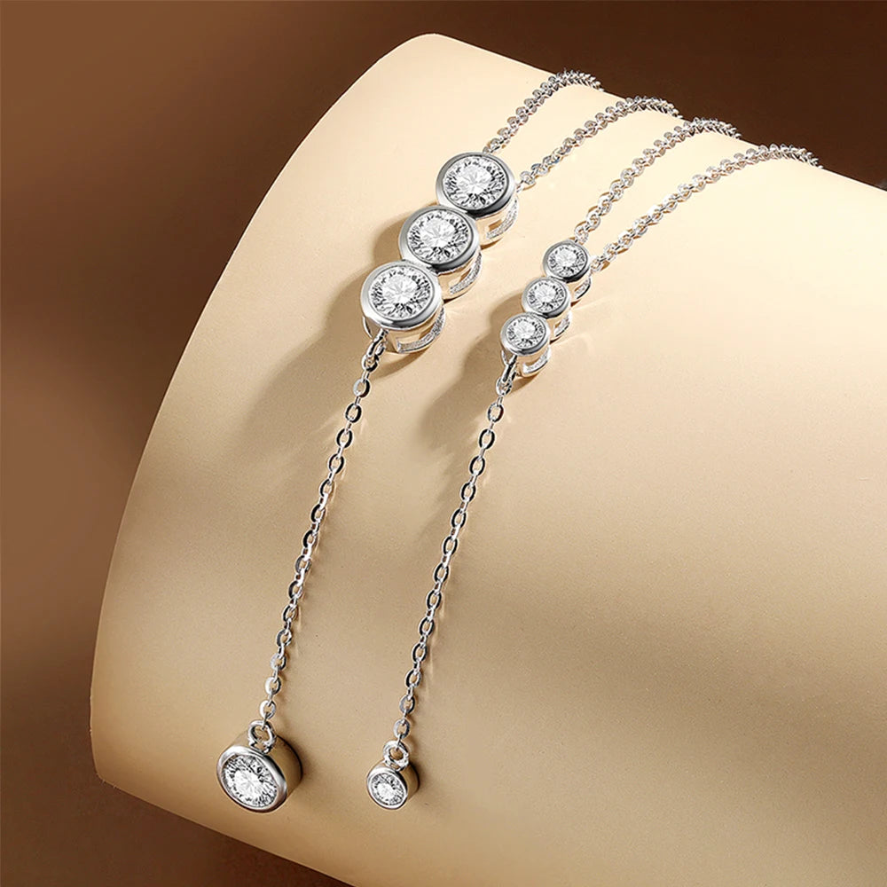 Houtros 3mm/5mm Collana piena di Moissanite per ragazze Classica catena clavicolare a bolle in argento sterling 925 regalo di gioielleria raffinata per feste