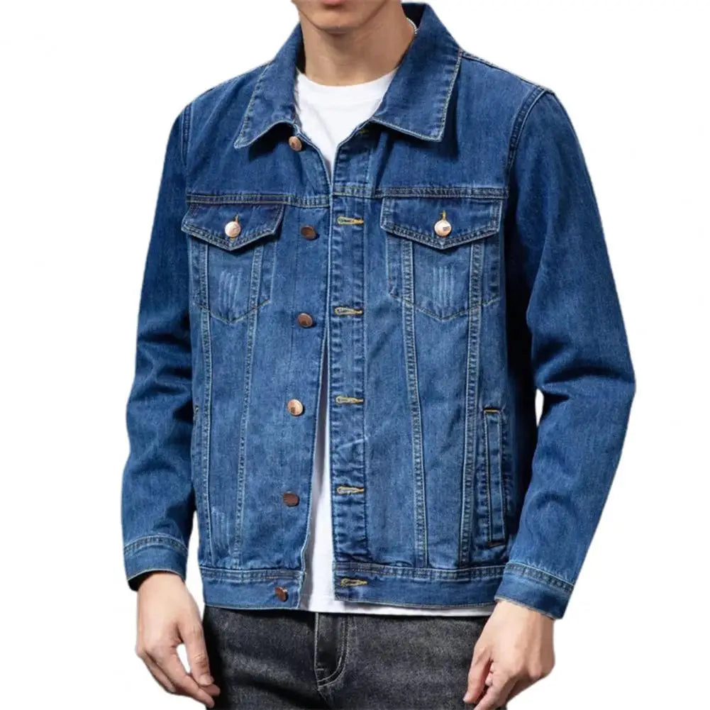 Giubbotti di jeans per uomo Cappotto Blu navy Giacca da uomo Cardigan monopetto Cappotto di jeans Giacca maschile chaquetas hombre куртка муж......