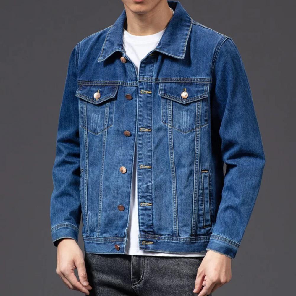 Giubbotti di jeans per uomo Cappotto Blu navy Giacca da uomo Cardigan monopetto Cappotto di jeans Giacca maschile chaquetas hombre куртка муж......