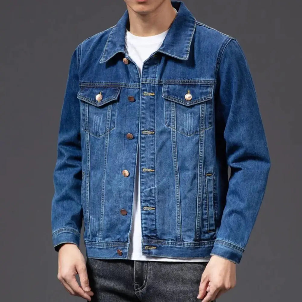 Giubbotti di jeans per uomo Cappotto Blu navy Giacca da uomo Cardigan monopetto Cappotto di jeans Giacca maschile chaquetas hombre куртка муж......