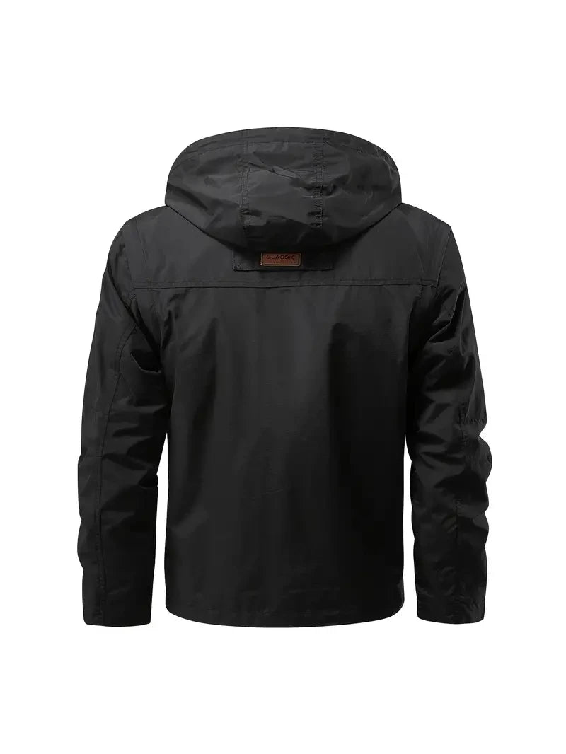 Giacca con cappuccio staccabile con maniche antivento adatta per attività all'aperto gilet multitasche impermeabile casual da uomo