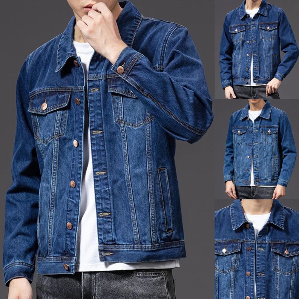 Giubbotti di jeans per uomo Cappotto Blu navy Giacca da uomo Cardigan monopetto Cappotto di jeans Giacca maschile chaquetas hombre куртка муж......