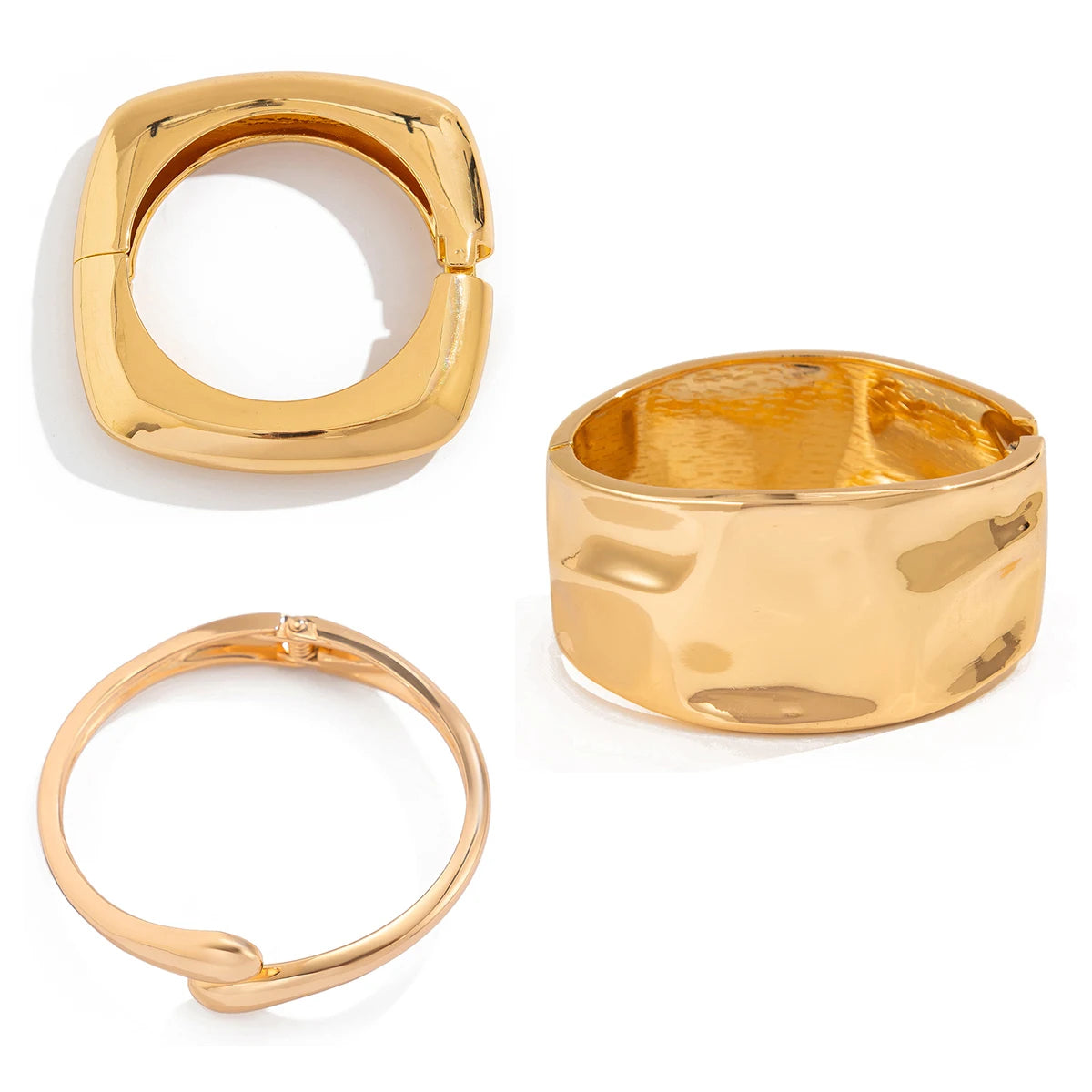 Ingemark 4 Stili Esagerati Punk Geometrici Grandi Braccialetti Aperti a Molla da Donna Chunky Heavy Metal Bracciale da Uomo Gioielli Regalo