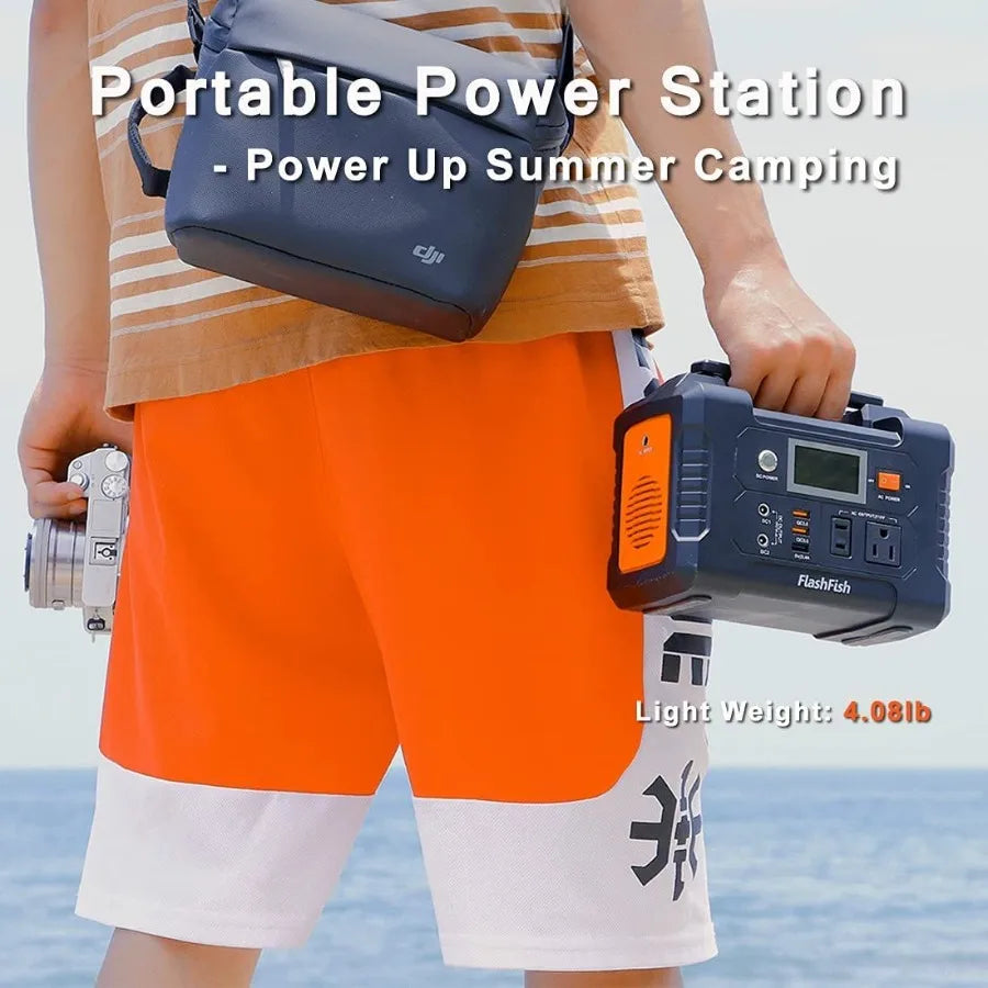 Generatore solare FlashFish 40800mAh per centrale elettrica portatile da 200 W con presa CA 110 V 2 porte CC 3 porte USB Batteria di backup P