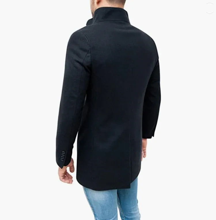 Giacche eleganti Uomo monopetto Janket da uomo in misto lana tinta unita Trench di media lunghezza Cappotto lungo da uomo