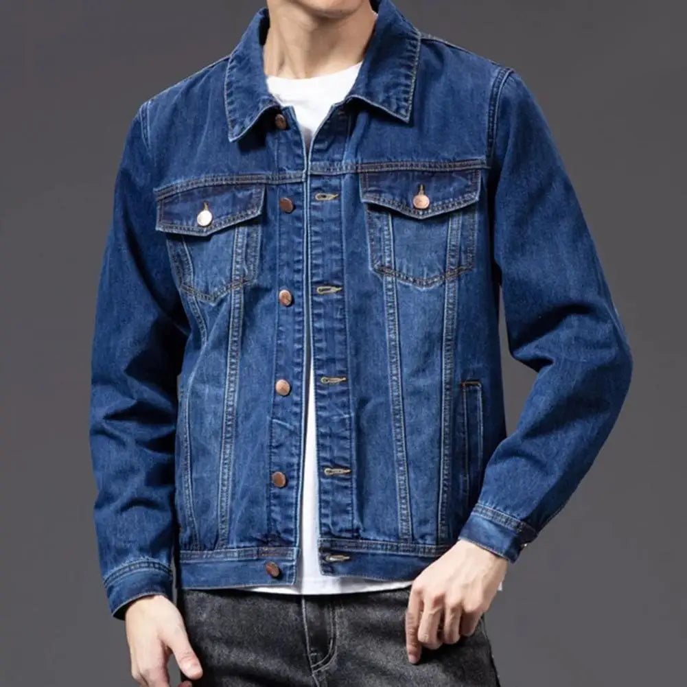 Giubbotti di jeans per uomo Cappotto Blu navy Giacca da uomo Cardigan monopetto Cappotto di jeans Giacca maschile chaquetas hombre куртка муж......