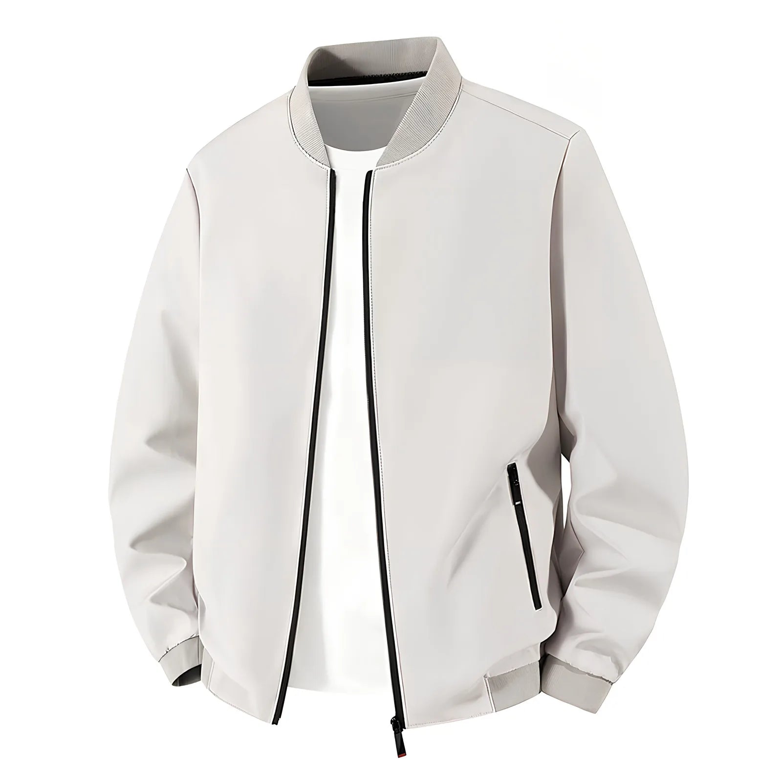 Giacca da baseball da uomo Giacca Top con orlo in colore a contrasto Design semplice Colletto da baseball Stile Abbigliamento quotidiano Primavera Autunno All-Match Basic