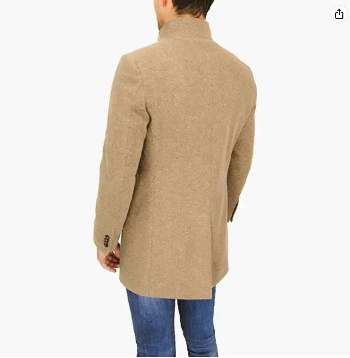 Giacche eleganti Uomo monopetto Janket da uomo in misto lana tinta unita Trench di media lunghezza Cappotto lungo da uomo