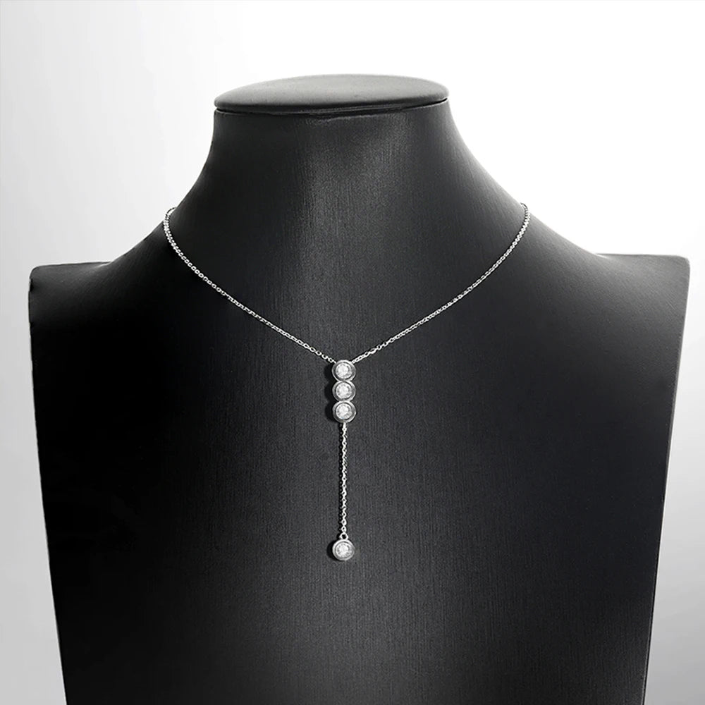 Houtros 3mm/5mm Collana piena di Moissanite per ragazze Classica catena clavicolare a bolle in argento sterling 925 regalo di gioielleria raffinata per feste