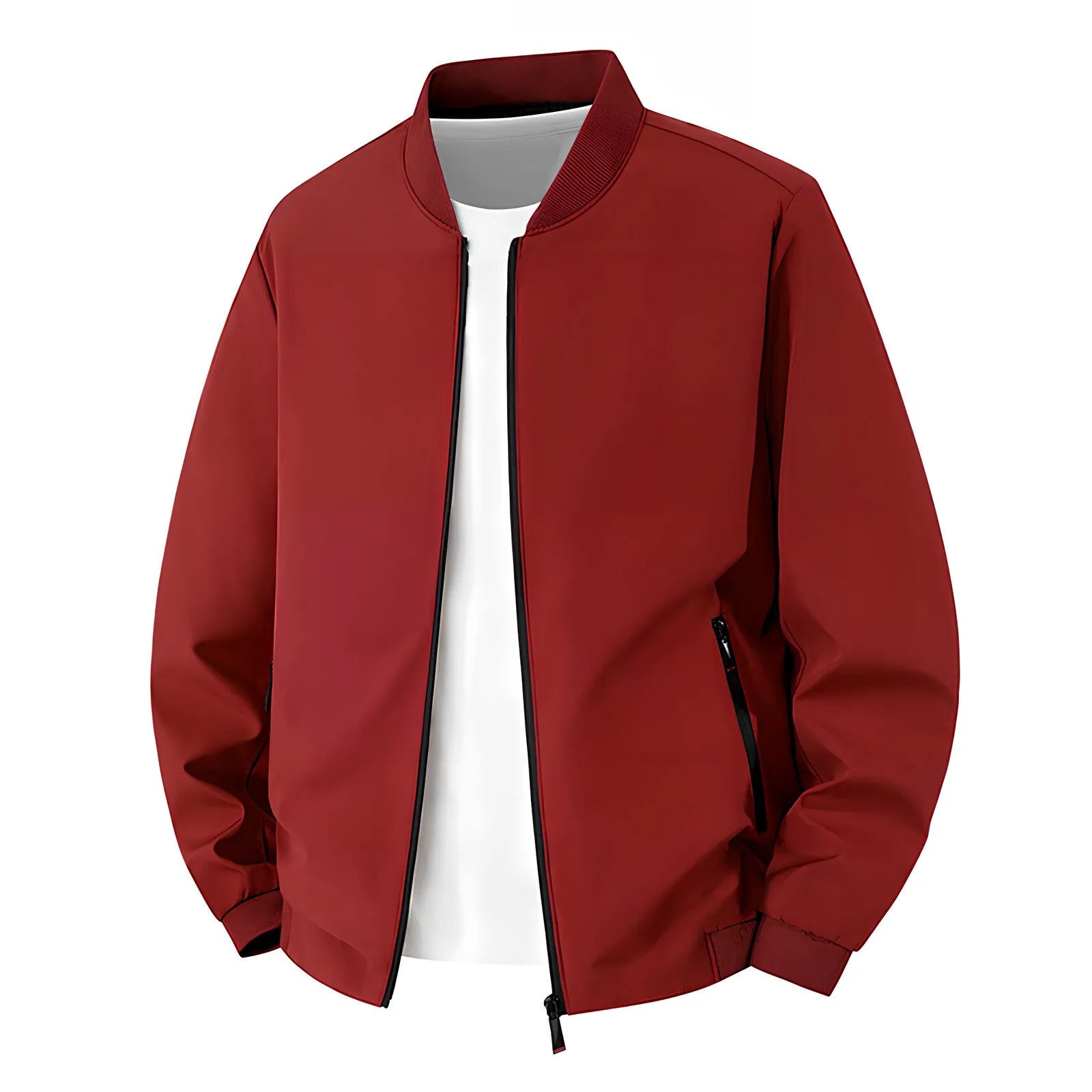 Giacca da baseball da uomo Giacca Top con orlo in colore a contrasto Design semplice Colletto da baseball Stile Abbigliamento quotidiano Primavera Autunno All-Match Basic