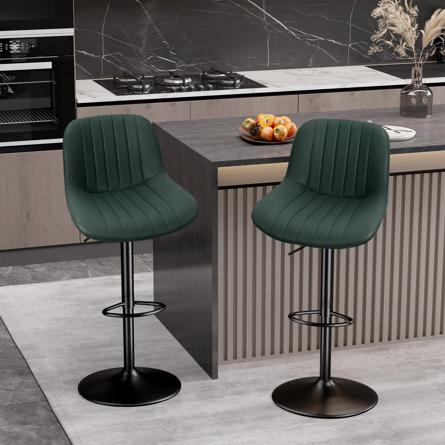 Sgabello da Bar Set da 2 pezzi, sgabello da Bar girevole moderno regolabile con schienale, sedia da banco in tessuto ad alte prestazioni