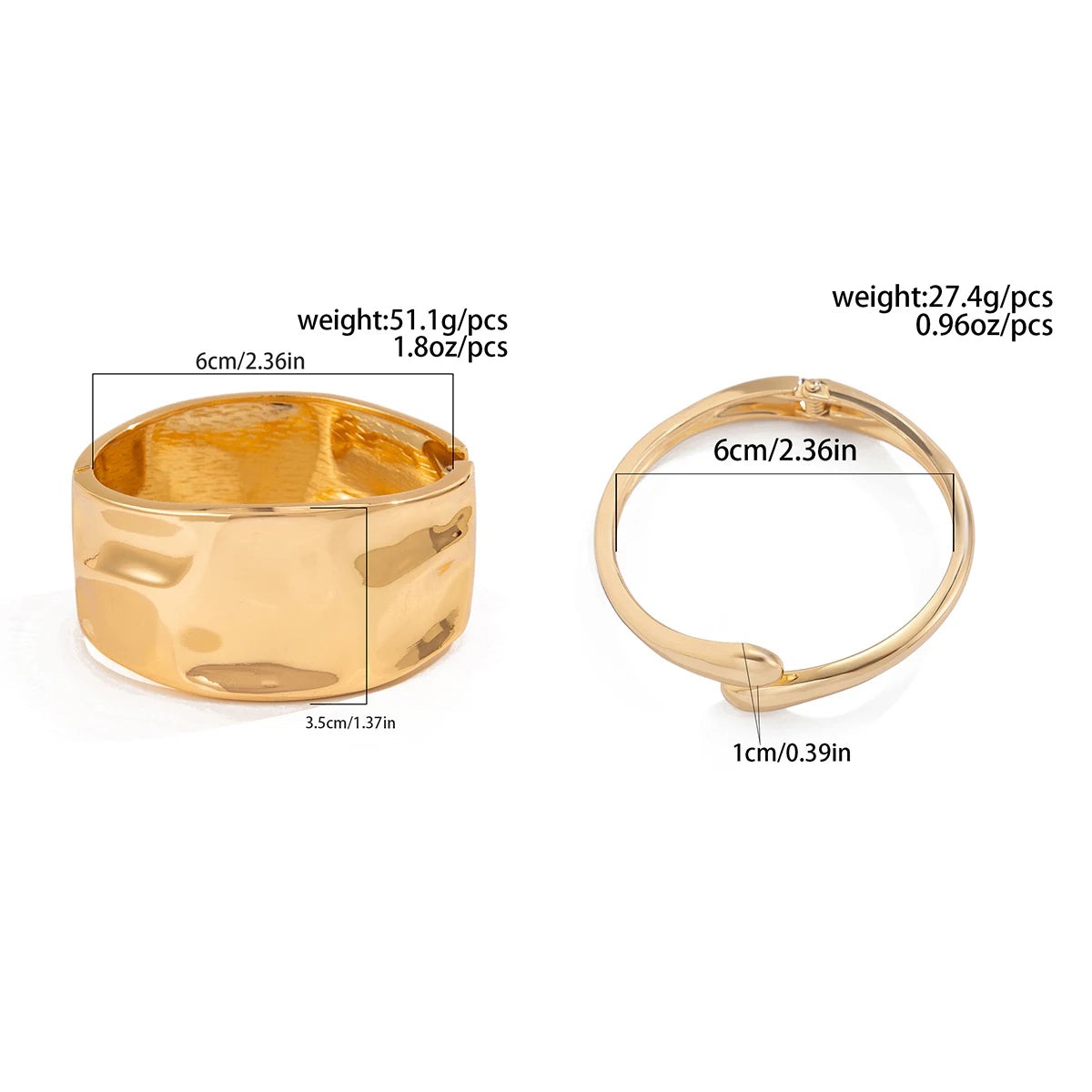 Ingemark 4 Stili Esagerati Punk Geometrici Grandi Braccialetti Aperti a Molla da Donna Chunky Heavy Metal Bracciale da Uomo Gioielli Regalo