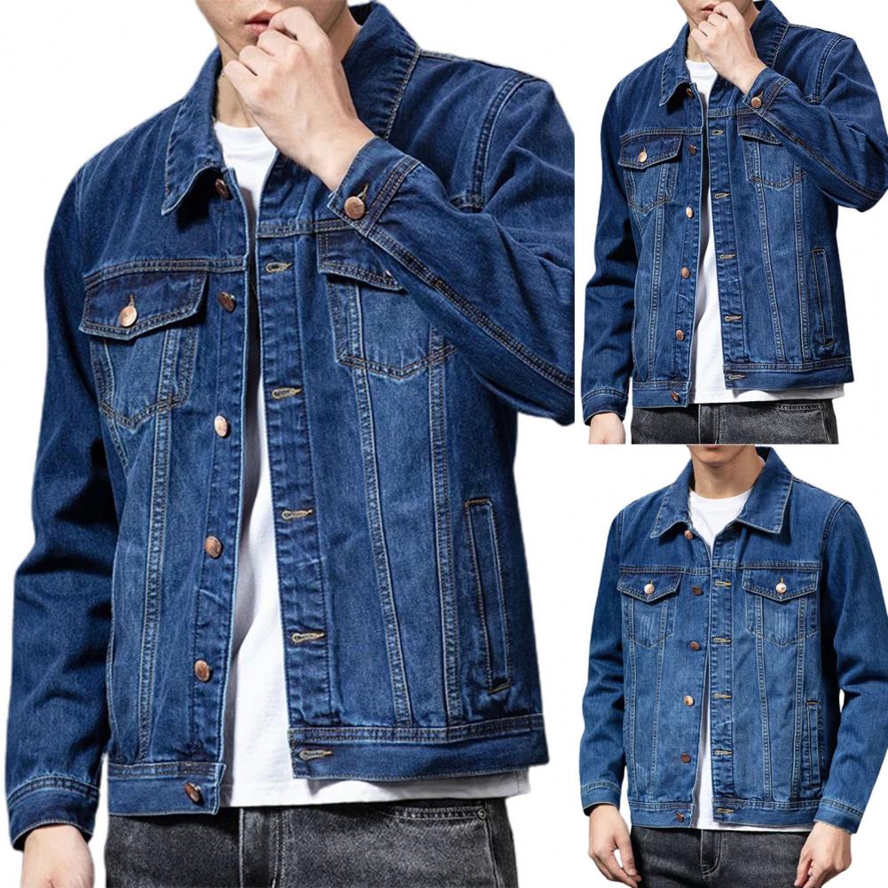 Giubbotti di jeans per uomo Cappotto Blu navy Giacca da uomo Cardigan monopetto Cappotto di jeans Giacca maschile chaquetas hombre куртка муж......