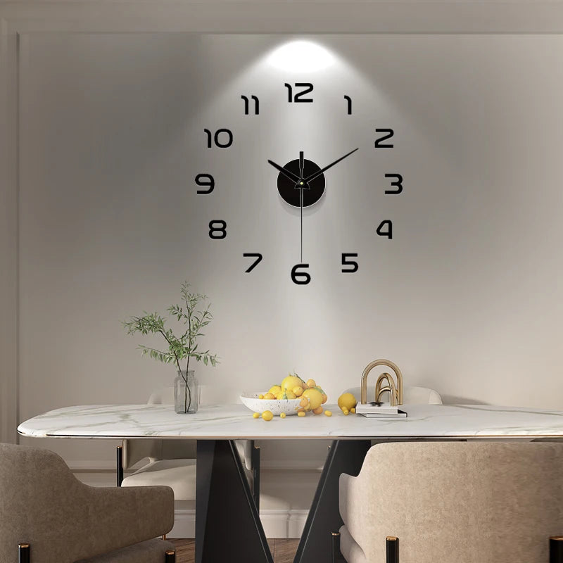 Grande orologio da parete al quarzo 3D fai da te grande orologio decorativo orologi da cucina adesivo specchio acrilico orologi da parete oversize decorazioni per lettere per la casa