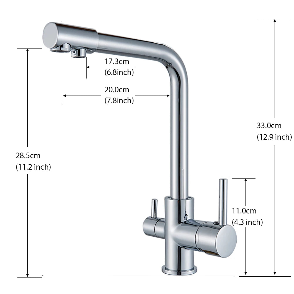 Rozin In Ottone Cromato Da Cucina Rubinetto Miscelatore Acqua Purificata Rubinetto e Acqua Pura Filtro Rubinetto Deck Mounted Raddoppiano Le Maniglie Caldo Freddo rubinetti