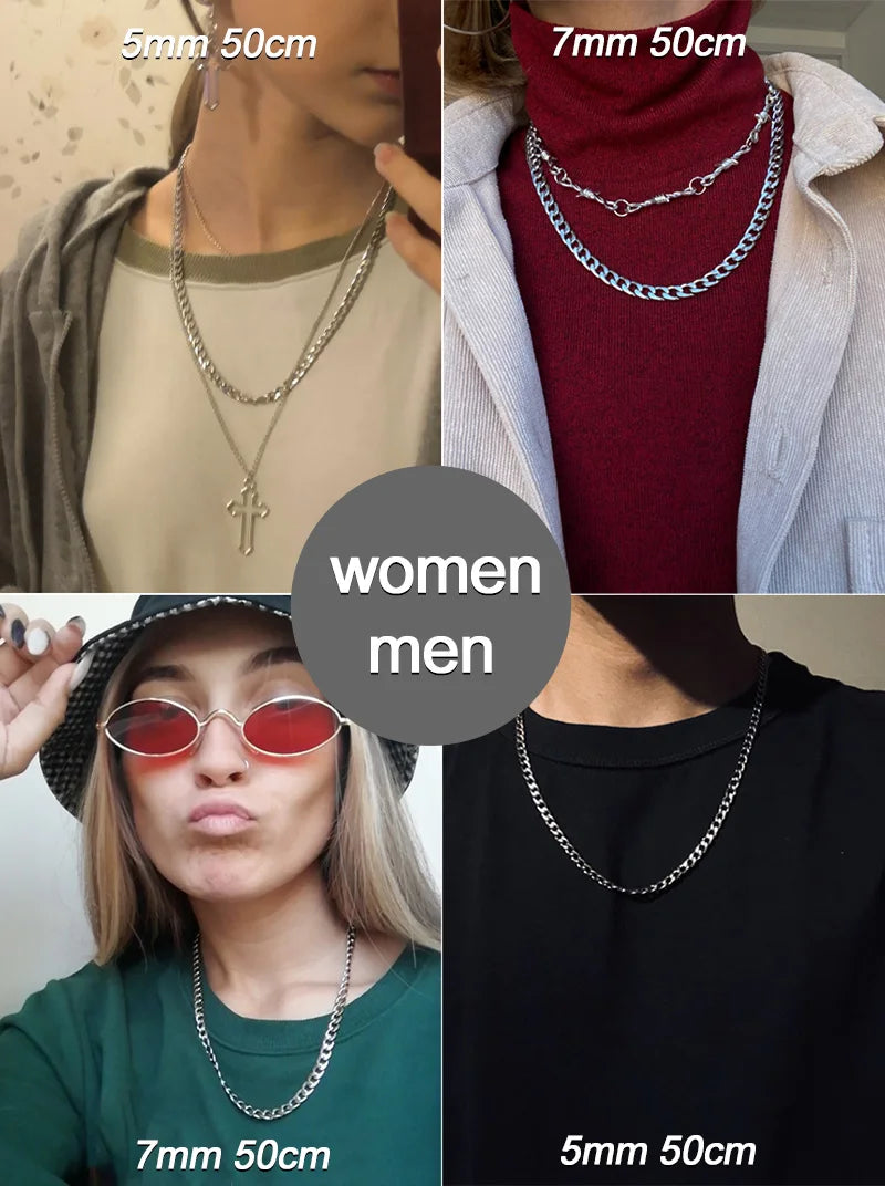 Collane a catena cubana in acciaio inossidabile per donna Uomo Collana lunga hip-hop sul collo Accessori per gioielli di moda Regali per amici