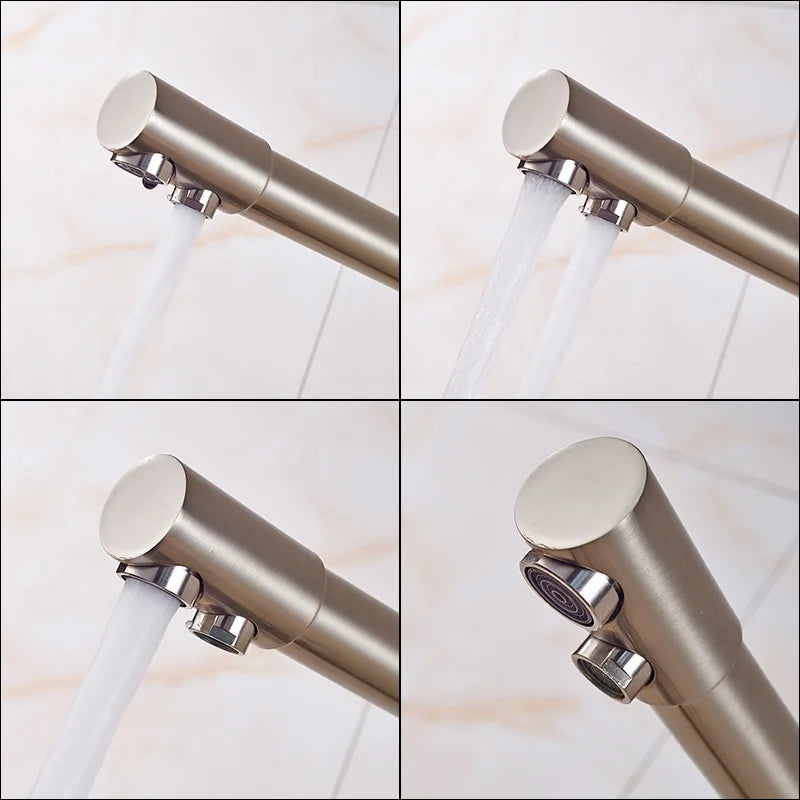 Rozin In Ottone Cromato Da Cucina Rubinetto Miscelatore Acqua Purificata Rubinetto e Acqua Pura Filtro Rubinetto Deck Mounted Raddoppiano Le Maniglie Caldo Freddo rubinetti