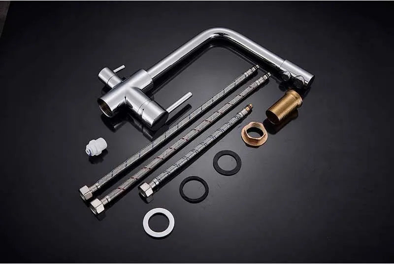 Rozin In Ottone Cromato Da Cucina Rubinetto Miscelatore Acqua Purificata Rubinetto e Acqua Pura Filtro Rubinetto Deck Mounted Raddoppiano Le Maniglie Caldo Freddo rubinetti