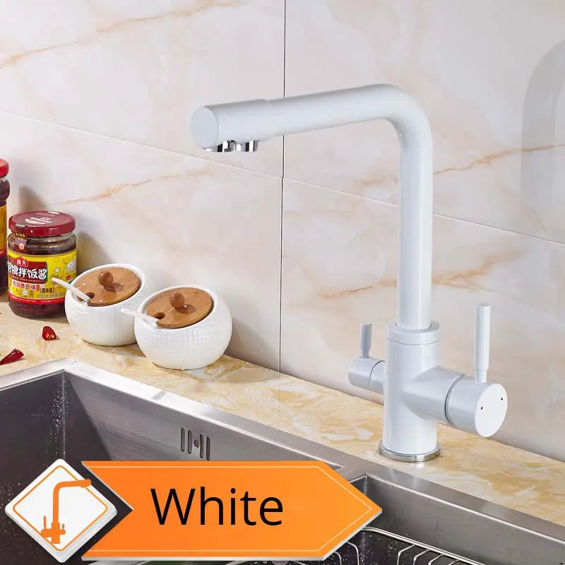 Rozin In Ottone Cromato Da Cucina Rubinetto Miscelatore Acqua Purificata Rubinetto e Acqua Pura Filtro Rubinetto Deck Mounted Raddoppiano Le Maniglie Caldo Freddo rubinetti