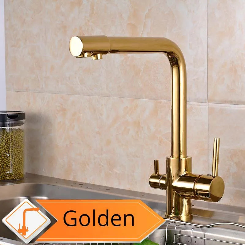 Rozin In Ottone Cromato Da Cucina Rubinetto Miscelatore Acqua Purificata Rubinetto e Acqua Pura Filtro Rubinetto Deck Mounted Raddoppiano Le Maniglie Caldo Freddo rubinetti