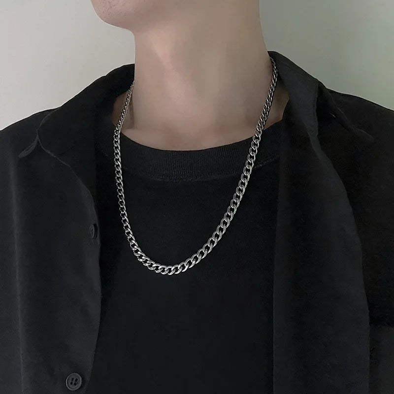 Collane a catena cubana in acciaio inossidabile per donna Uomo Collana lunga hip-hop sul collo Accessori per gioielli di moda Regali per amici