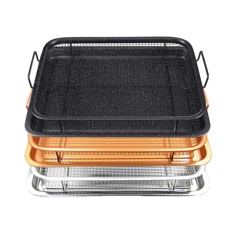 Teglia da forno in rame padella per friggere l'olio cestello antiaderente per patatine piatto da forno griglia strumenti per Barbecue in rete pentole per cucina