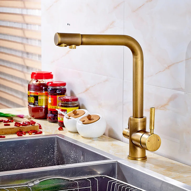 Rozin In Ottone Cromato Da Cucina Rubinetto Miscelatore Acqua Purificata Rubinetto e Acqua Pura Filtro Rubinetto Deck Mounted Raddoppiano Le Maniglie Caldo Freddo rubinetti