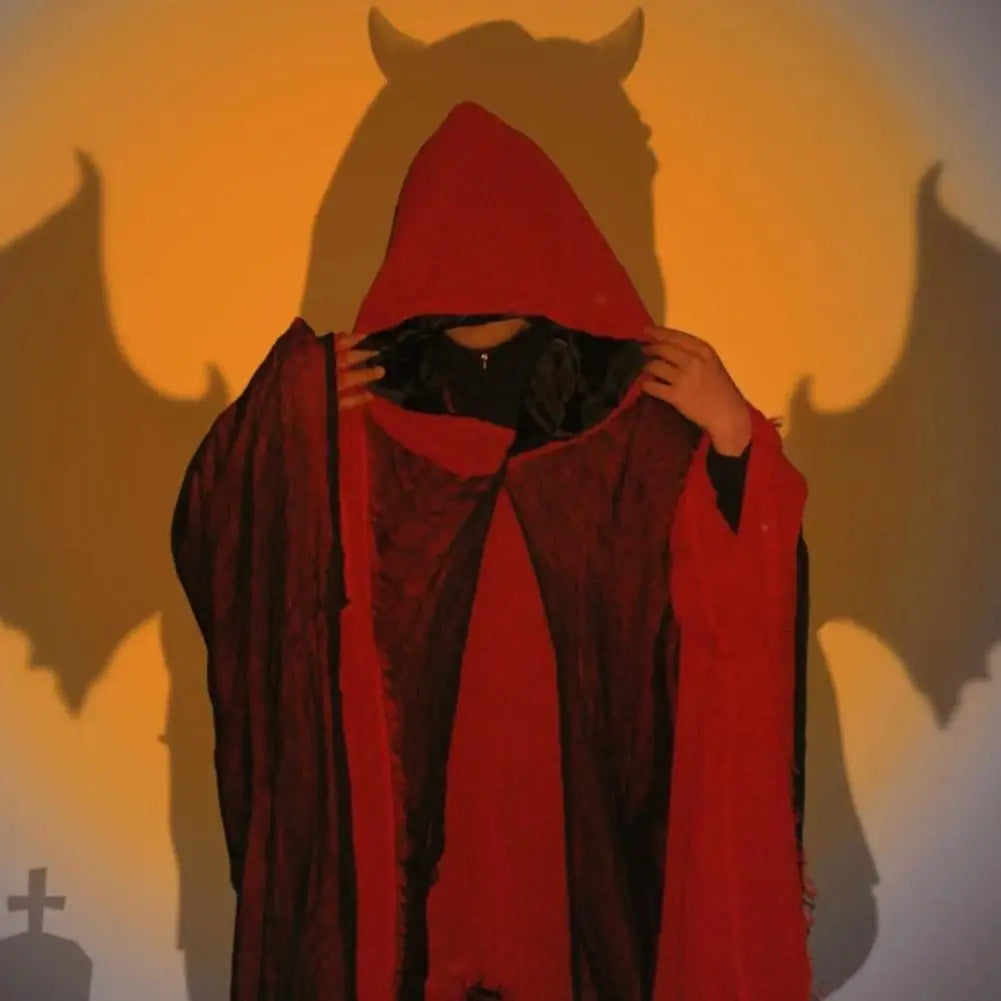 Costumi di Halloween per adulti, mantello da fantasma spaventoso con cappuccio, vestito cosplay da mantello da strega zombie Grim Reaper per la parte di Halloween