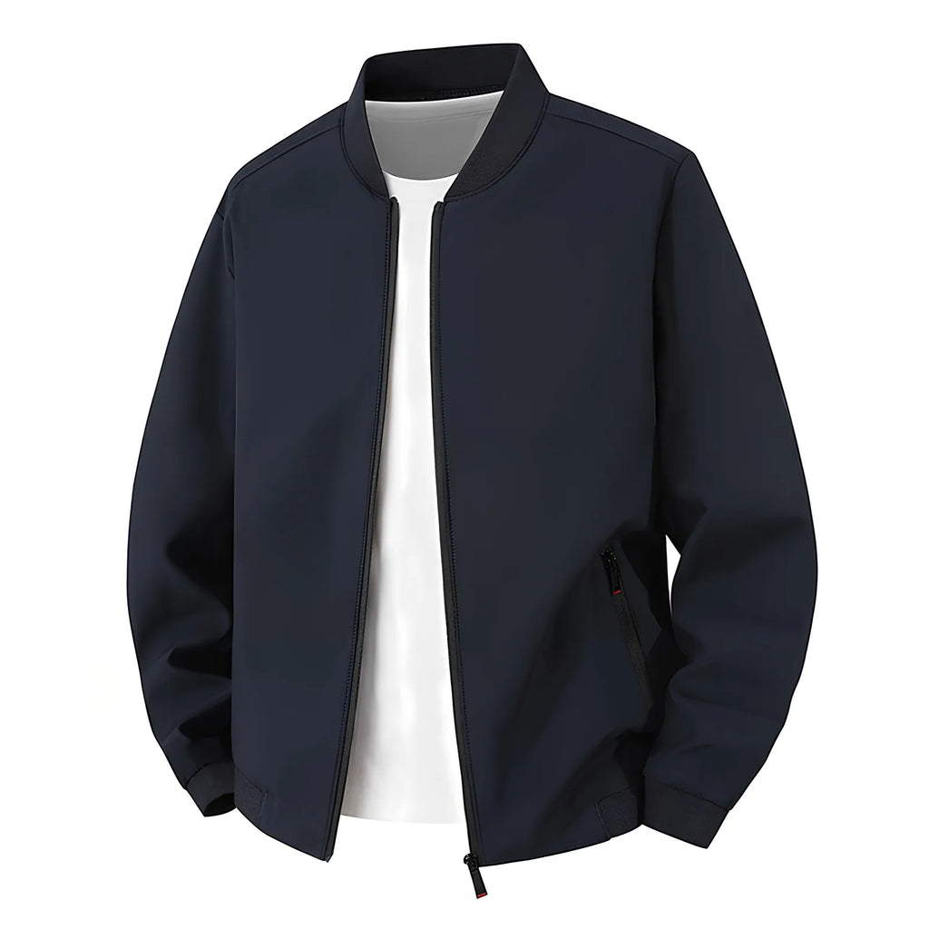 Giacca da baseball da uomo Giacca Top con orlo in colore a contrasto Design semplice Colletto da baseball Stile Abbigliamento quotidiano Primavera Autunno All-Match Basic