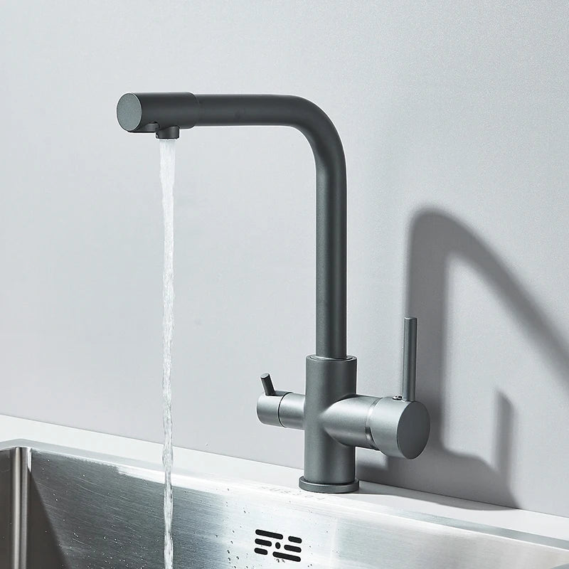 Rozin In Ottone Cromato Da Cucina Rubinetto Miscelatore Acqua Purificata Rubinetto e Acqua Pura Filtro Rubinetto Deck Mounted Raddoppiano Le Maniglie Caldo Freddo rubinetti