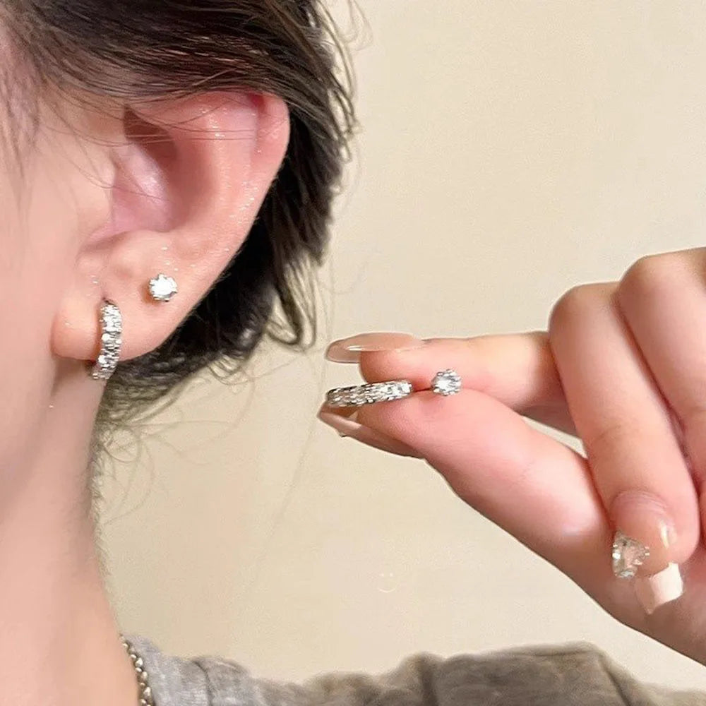 4 pezzi orecchini zircone design semplice nappa irregolare punk orecchini hip-hop cartilagine senza orecchini a clip forati gioielli da donna